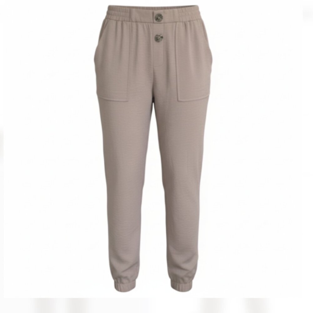 Soho Women’s Jogger Pants M Beige Pleated Lightweight Pockets EUC